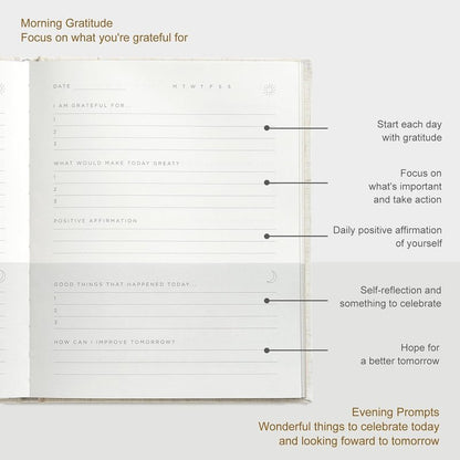 Gratitude Journal for Women - 5 Minute Daily Mindfulness Practice with Prompts & Quotes | Undated Bold Black Notebook