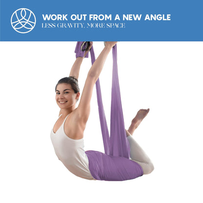 Aerial Silk Yoga Hammock & Swing for Home, Inversion Exercises, Starter Kit for All Levels - Durable with Extension Straps, Carabiners, and Pose Guide