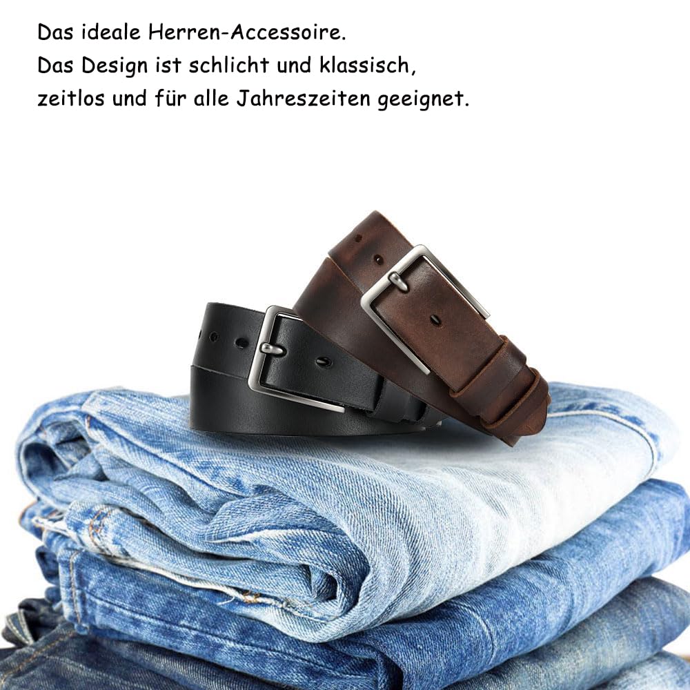 DOOPAI Men's Genuine Leather Casual Belt -Full Grain Leather Belt for Men- 1.5" Handmade Jeans Belt with Gift Box