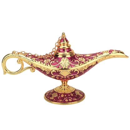 Legend Aladdin Lamp Magic Genie Wishing Light, Classic Arabian Nights Costume Props Lamp Table Decor for Home Wedding Party Halloween Birthday Beautiful Gift for Women Men (Purple & Gold)