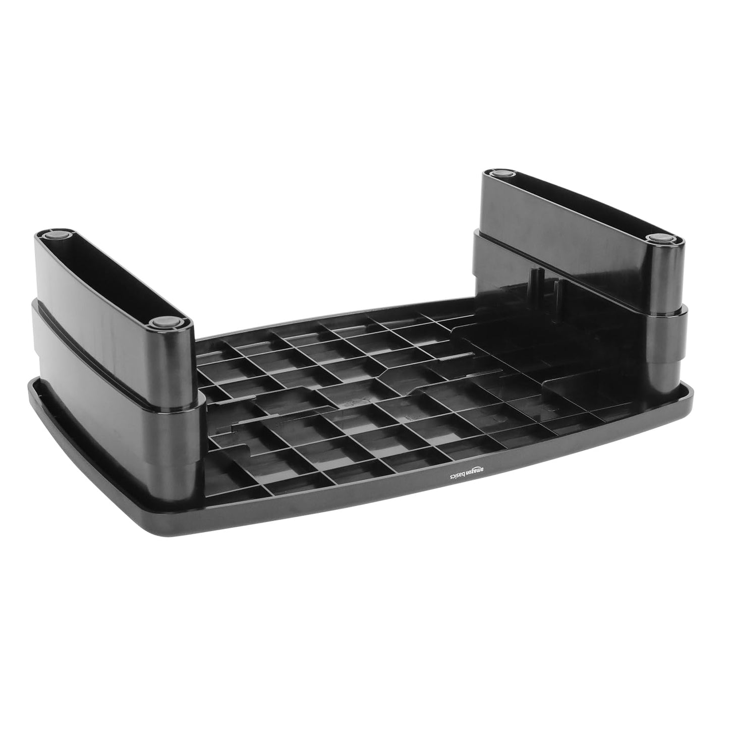 Amazon Basics Height Adjustable Monitor Stand Riser with Storage Organizer, Multifunctional Desk Accessories for Reduced Neck Strain - Fits Monitors, Laptops Up to 22lbs, Black