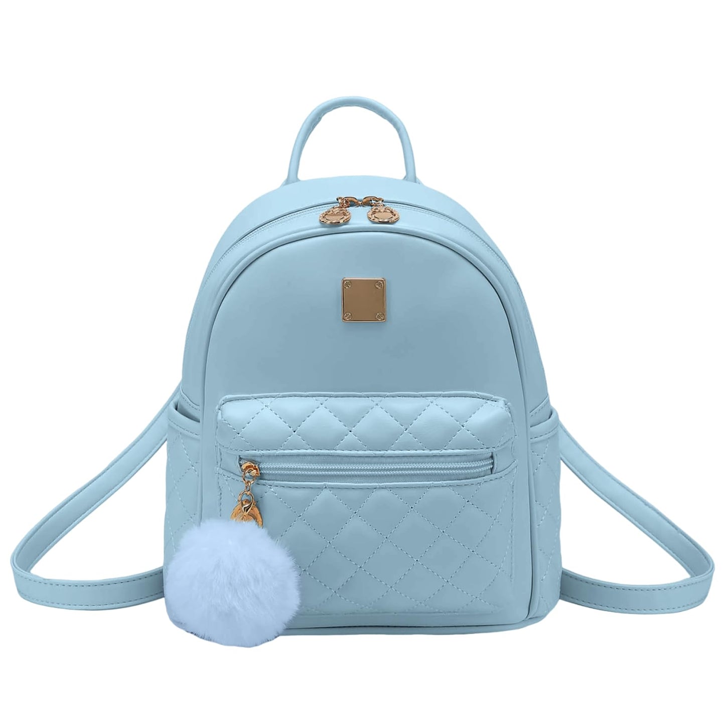 Girls Fashion Mini Backpack Purse Small Cute Plaid Leather Women Backpacks Little Bag, Mint Blue