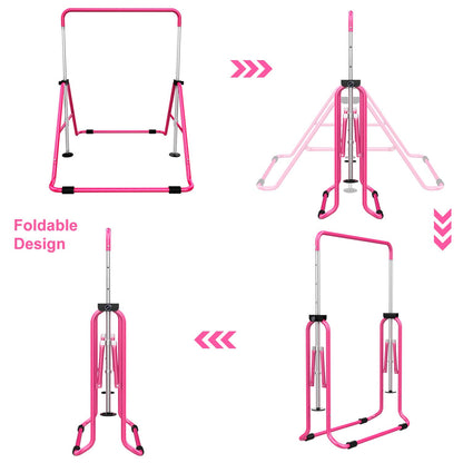 Tepemccu Expandable Gymnastics Bars, Adjustable Height Gymnastic Horizontal Bars, Children Folding Training Bar for Kids