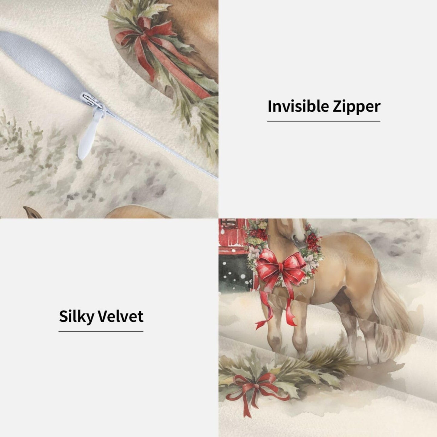aipoase Christmas Tree Horse Throw Pillow Covers 18 X 18 Inch Set of 2 Pillow Cases Decoration Cushion Cover for Sofa Bedroom Living Room Outdoor (Christmas Tree Horse, 18"x18")