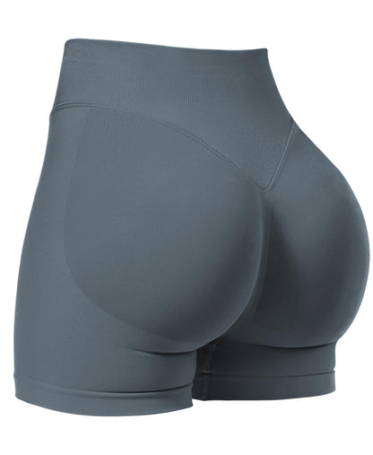 VOYJOY Women Workout Impact Shorts 2.5"/ 3.6"/ 4.5"/ 6" Scrunch Butt Lifting Gym Seamless Booty Biker Shorts Stormy Grey