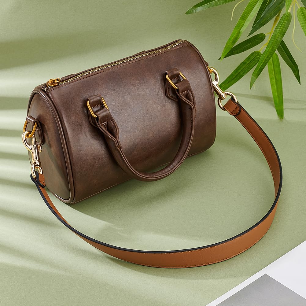 PH PandaHall 25.7 Inch Genuine Leather Purse Strap, 1 Inch Wide Bag Strap Puse Handle Bag Handles Replacement with Golden Buckles for DIY Handbag Underarm Bags Shoulder Bags, Coffee Color