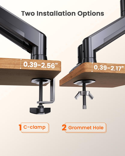 ErGear Dual Monitor Stand up to 32 inches Screen, Load-Bearing Max 22 lbs Each Arm, Adjustable Dual Monitor Mount, Sturdy Steel vesa Monitor Mount with Stable VESA 75x75 100x100mm