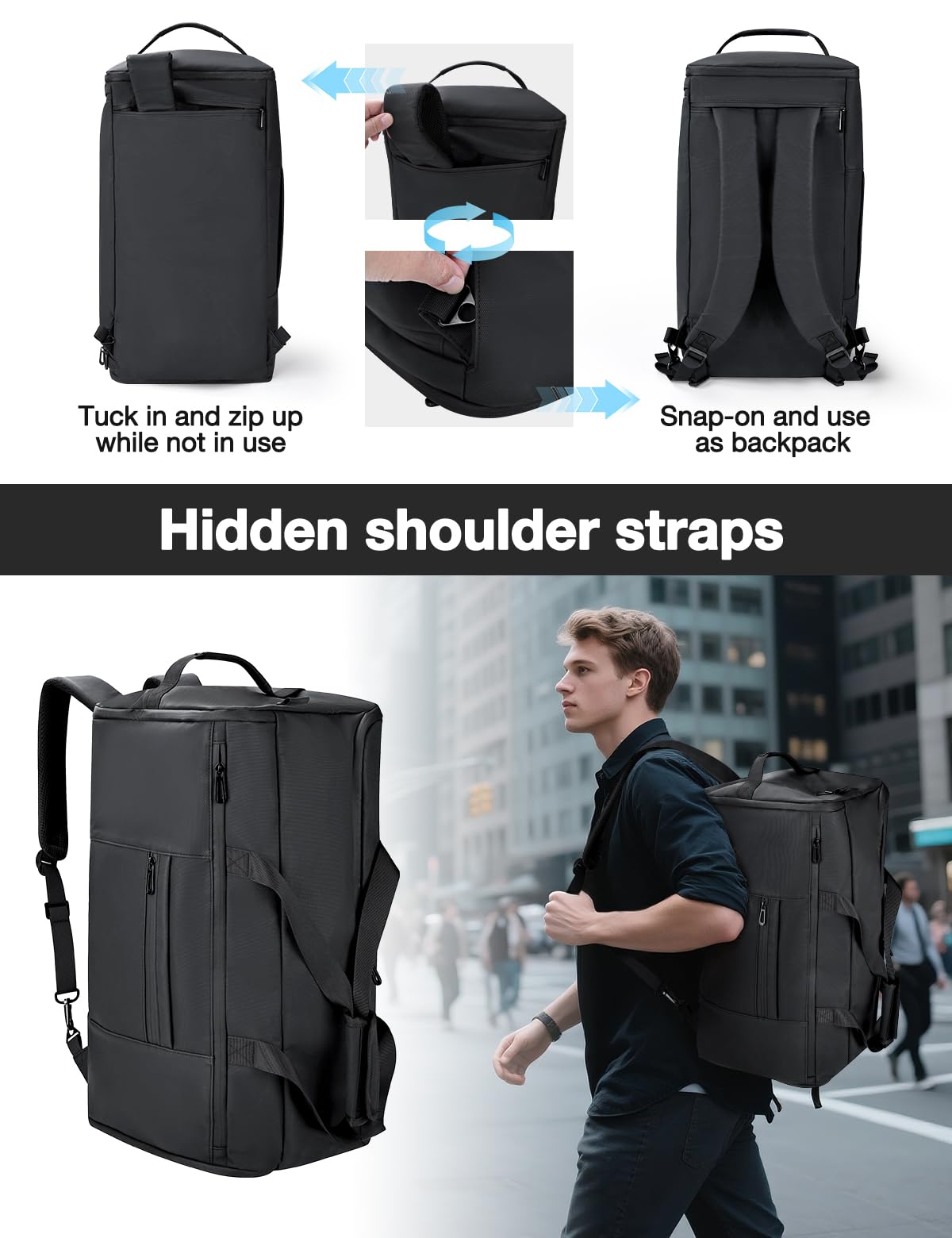 Noozion Garment Duffle Bag for Travel, 3-in-1 Convertible Carry On Suit Bag with Shoe Compartment, Lightweight Overnight Business Travel Bag for Men Women