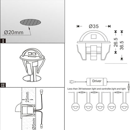 LED Stair Light Low Voltage Waterproof IP65 Outdoor 1-2/5" Recessed Wood LED Deck Lighting Yard Garden Patio Step Landscape Pathway Decor Lamp(1pcs,Warm White)
