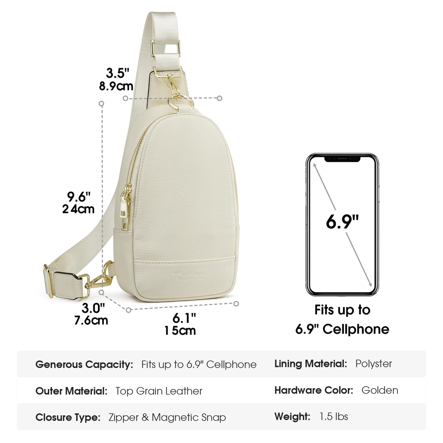 Kattee Crossbody Bag for Women, Womens Leather Fanny Sling Purse for Travel，Small Sling Bag with RFID Blocking