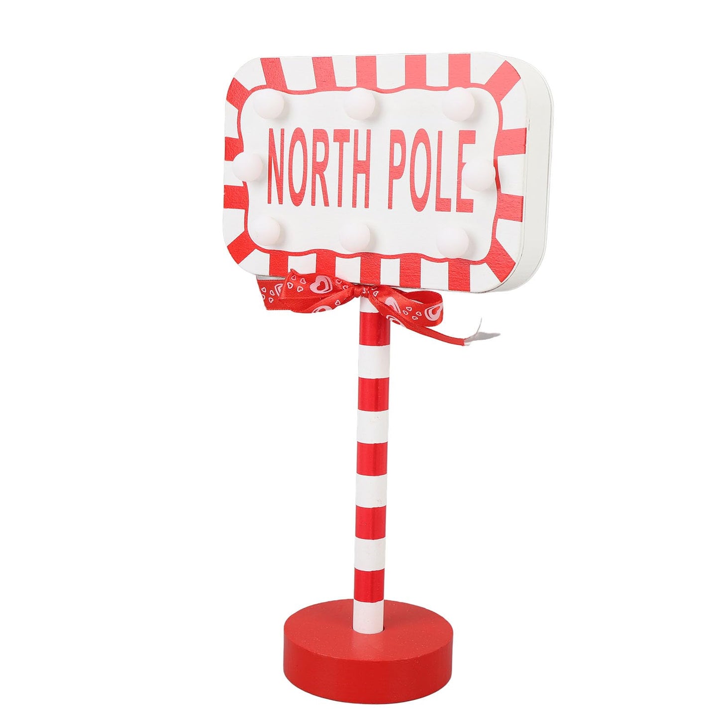NOENNULL Xmas LED Street Lamp Wooden North Pole Sign Battery Operated Tabletop Night Light Xmas Tree Night Light Tabletop Decorations for Home Office Holiday Party Decoration