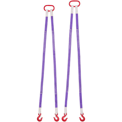 VEVOR Lifting Sling Straps, 2Pcs Two-Leg Polyester Bridle Sling with Hooks, 4400LB Capacity, 5Ft Heavy Duty Rigging Strap, Thickened & Wear-Resistant Webbing Slings for Engines Cranes Hoists Truck