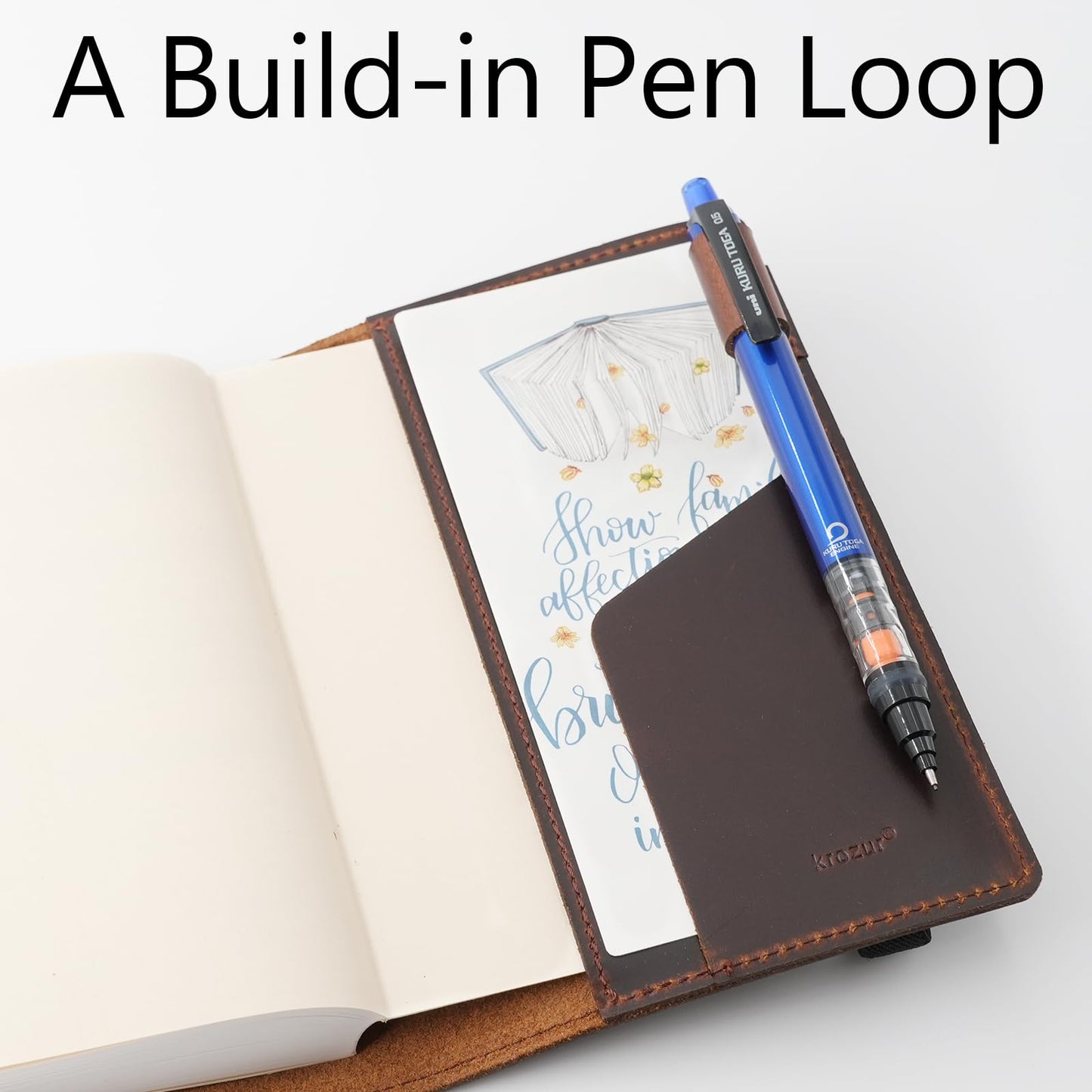 Krozur Hobonichi Techo Original Planner Cover A6, Genuine Leather, Leather Cover for Hobinichi Techo Original Planner A6, with a Build-In Pen Loop, Chestnut