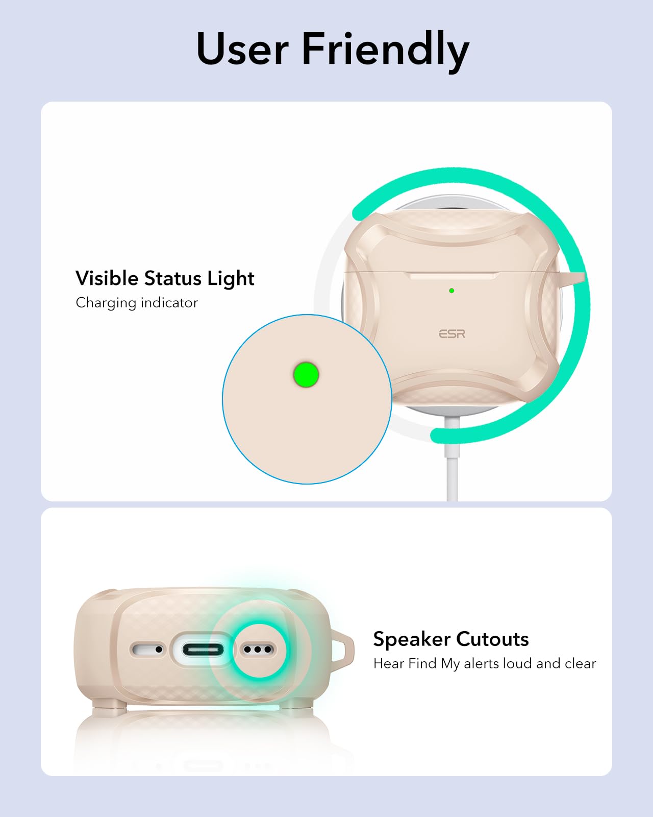 ESR for AirPods 4 Case, Compatible with AirPods 4th Generation Case (2024), Compatible with MagSafe, Powerful Drop Protection, Magnetic Lid, Cyber Series, Desert Titanium