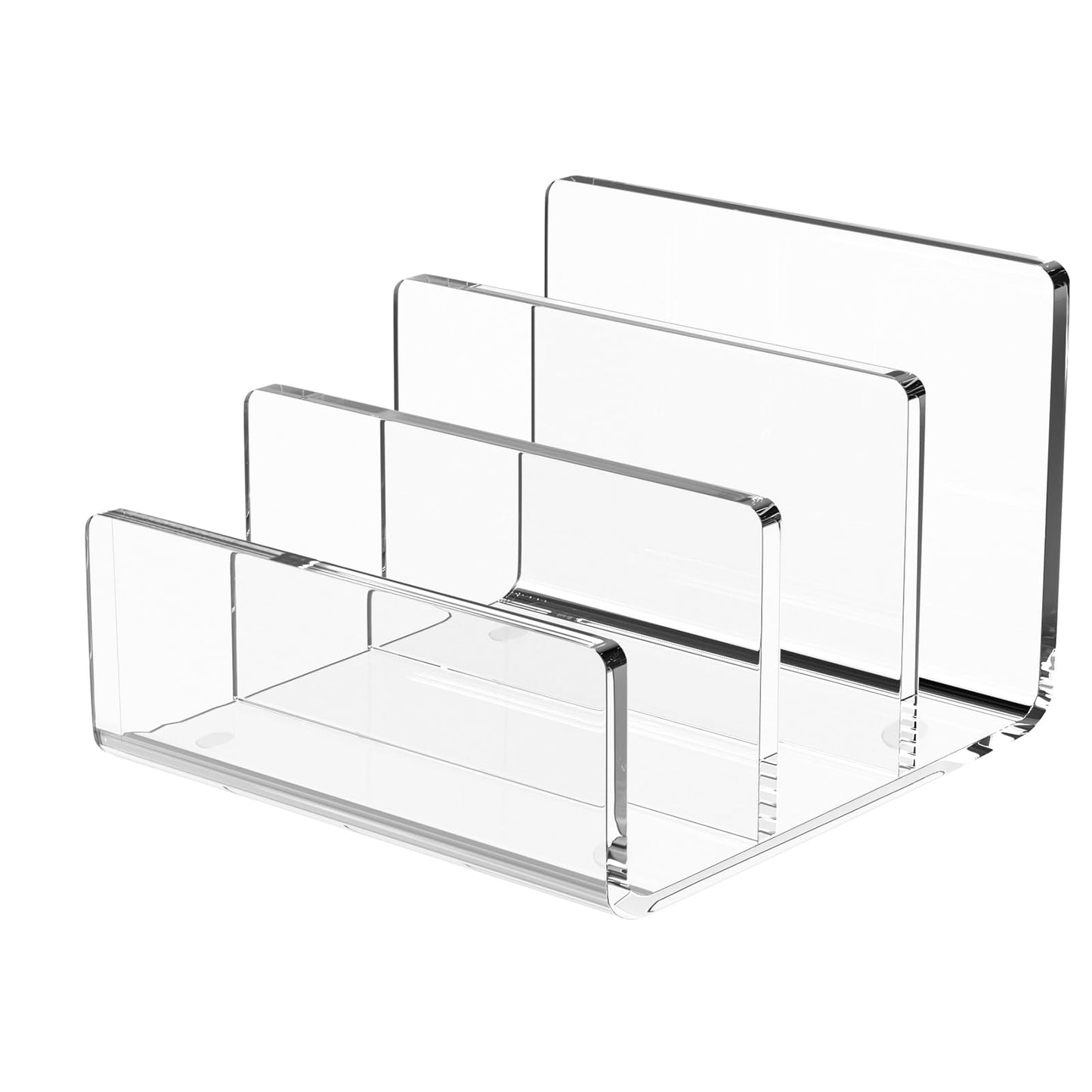 Richboom Acrylic File Sorter, 8.5"x6.3"x6.2", Upright File Organizer for Desk, Mail Organizer Countertop, File Holder for Letter, Document, Notebook, Clear, 3 Sections