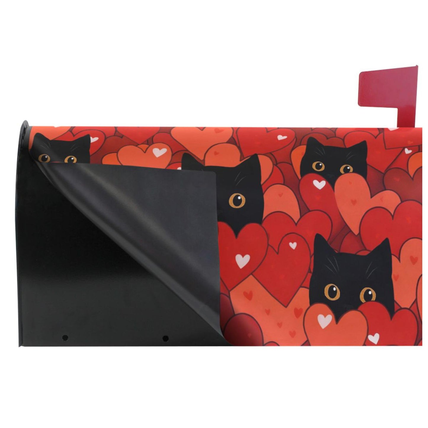 Happy Valentine’s Day Red Magnetic Mailbox Covers Love Cats Heart Kitty Mailbox Cover Over Size Full Magnet Garden Yard Porch Mail Boxes Cover Holiday Decorations 25" L x 21" W