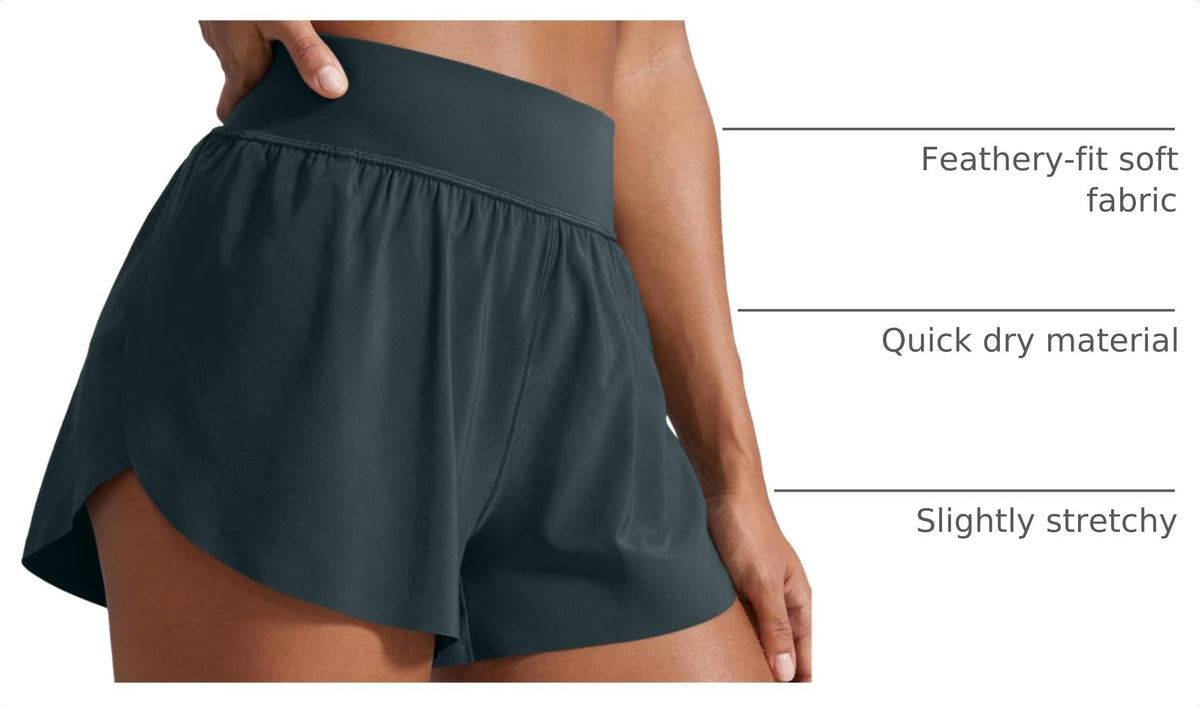 CRZ YOGA High Waisted Split Running Shorts 3" Melanite X-Large