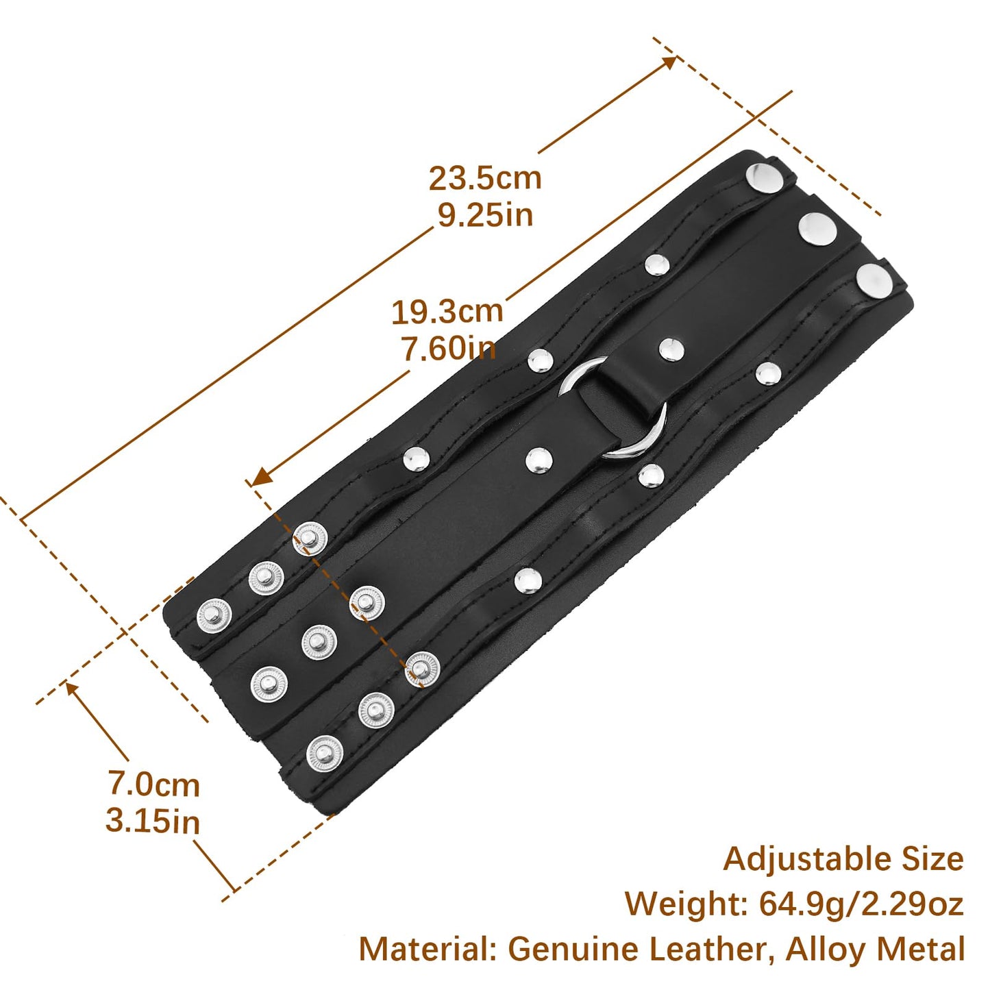 HZMAN Wide Cuff Wrap Gothic Wristband Punk Rock Biker Wide Strap Leather Bracelet (Black)