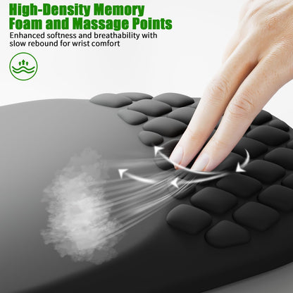 ‌VAGAU Ergonomic Mouse Pad with Wrist Rest, Wrist Rest Pain Relief Mousepad Memory Foam Massage & Non-Slip PU Base for Carpal Tunnel Pain Relief - Gaming, Office, Home Use (Black)