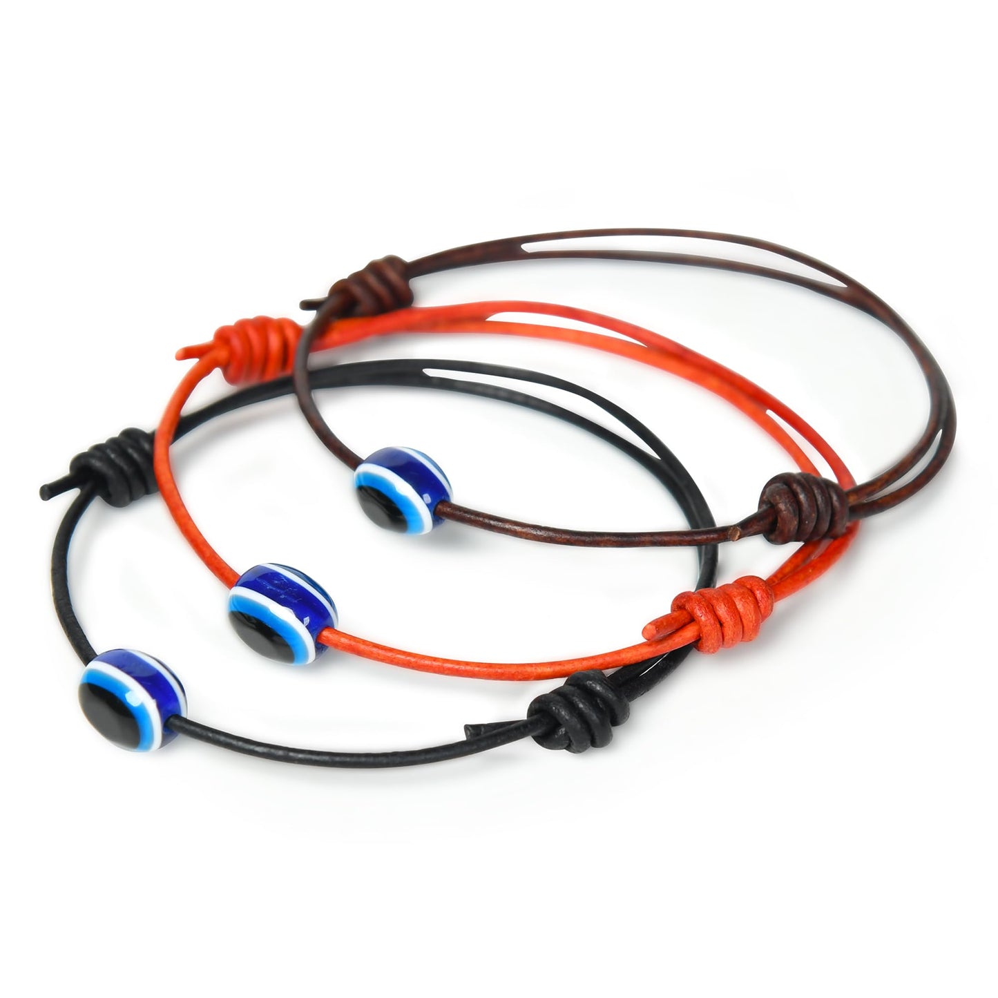 GENIQUE Leather String Evil Eye Bracelets, adjustable protection bracelets for women, men, string bracelets amulet (Evil Eye Black)