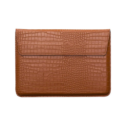 Seanai Protective Slim Portable Laptop Sleeve 13-13.6 Inch Crocodile PU Leather Case for MacBook Neo 13 A18 Pro A3404 Air 13 Pro 13 M5 A3449 M4 A3240 M3 M2 M1, for HP Dell Microsoft Notebook, Brown