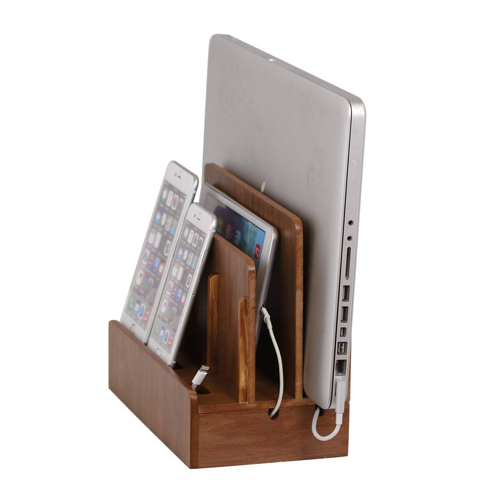 G.U.S. The Original Multi Charging Station | Home Office Desktop Charging Station for Multiple Devices | for Laptops, Tablets, Smart Phone | Phone Holder, Station Dock & Organizer - Walnut