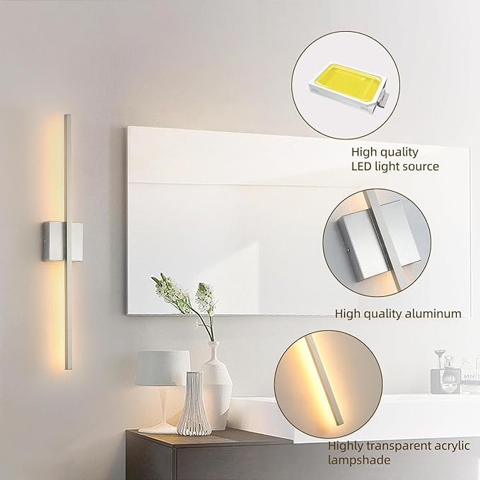 Wall Sconces Set of Two 40'', LED Dimmable Sconces Wall Lighting, Brushed Gold Modern Wall Sconce Light for Bathroom, Living Room, Bedroom, Hardwired 3000K