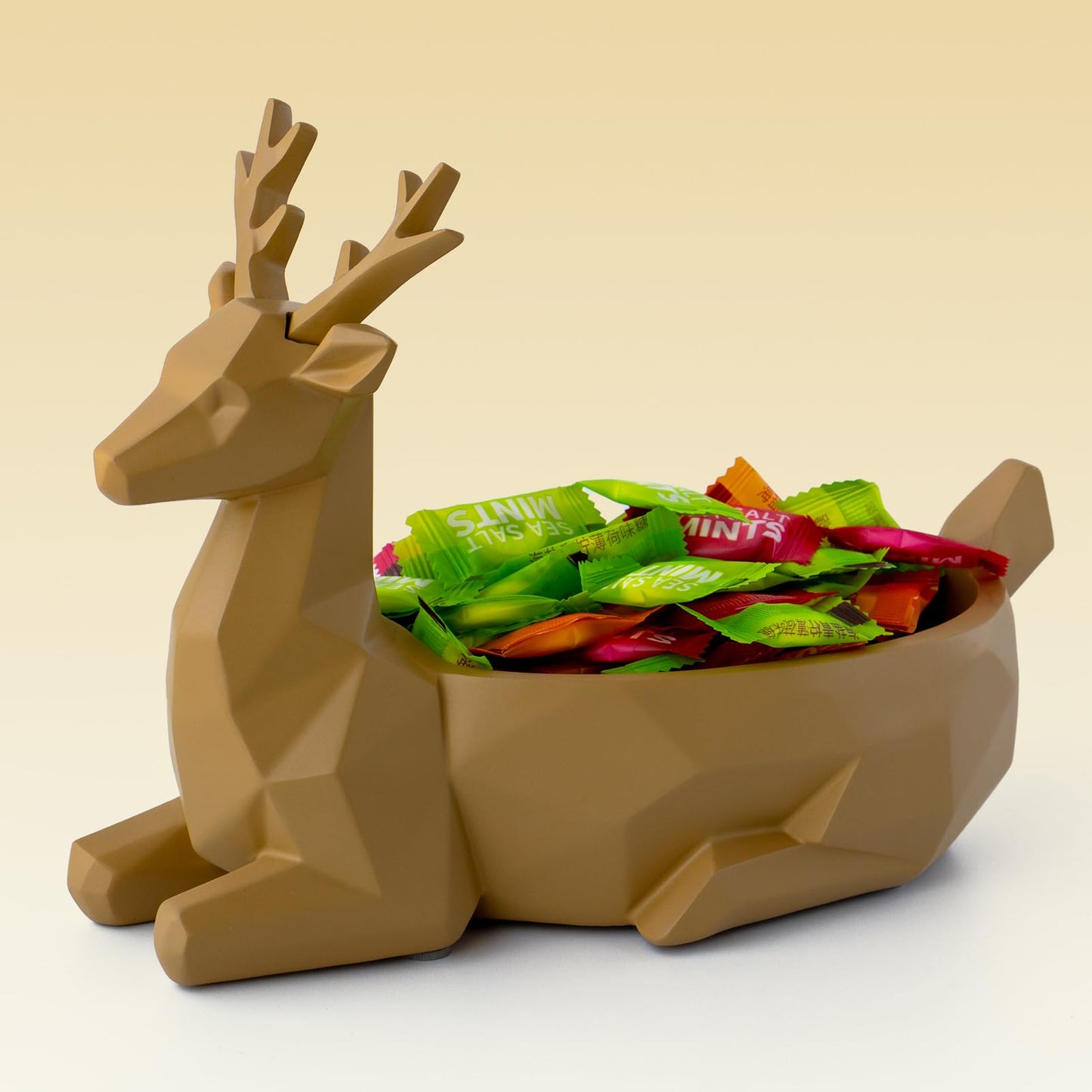 Fuzrea Low-Poly Deer Bowl, Resin Reindeer Statue, Deer Candy Dish & Key Holder, Deer Desk Decor for Living Room, Entryway, Dining Table, Office, Shelves