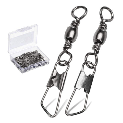 AMYSPORTS Stainless Steel Snap Swivel Saltwater High Strength Snaps Fishing Barrel Line Connector Fishing Swivels Barrel Safety Snap Fishing Tackle Stainless Steel Accessories 50pcs 19lbs