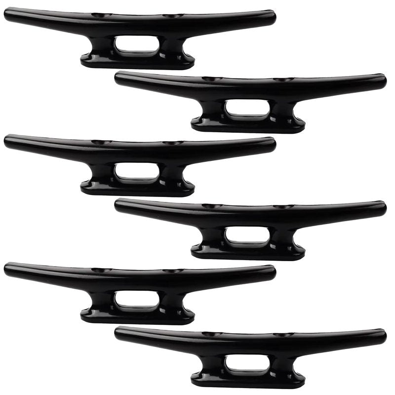 Laorde Nylon Boat Cleats Black, 4"/5"/6"/8", Marine Grade Dock Cleats for Rope, Kayak, Mooring, Canoe, Maritime Decor, Tie Down (5 inch 6 Pack)