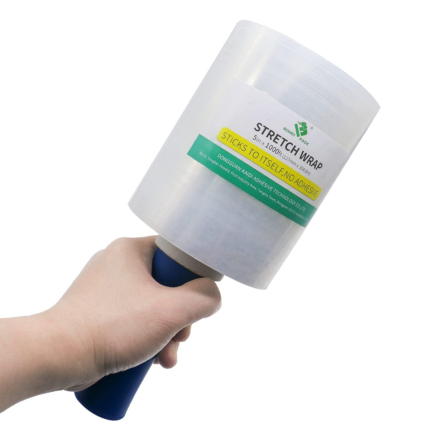 BOMEI PACK Mini Clear Industrial Stretch Wrap Film 5" x 1000ft 4 Pack with Handle, 80 Gauge Thick Cling Plastic Wrap for Moving, Pallet Wrap - Self Adhering Packaging Heavy Duty Shrink Film