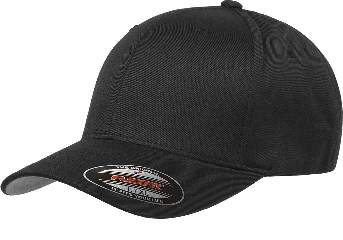 Yupoong Mens Athletic Fitted Baseball Cap, Black, Large-X-Large US