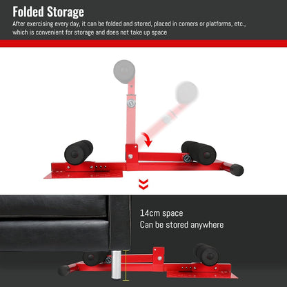 INNOLIFE Sissy Squat Machine Adjustable Height, Protective Foam Thick Steel Fitness Home Gym (Red)
