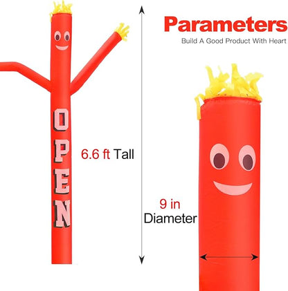 6ft Sky Air Puppet Dancer 9in Diameter Inflatable Waving Tube Man Attachment - Wacky Waving Dancing Tube Guy for Business Promotion Stand Out Advertising - Red Open Dancer ONLY - NO Blower