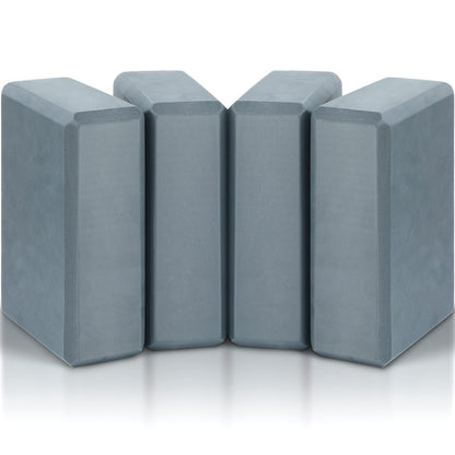 4 Pcs Yoga Blocks Soft EVA Foam Supportive Yoga Brick Non Slip Exercise Block Equipment for Pilates Exercise Workout Meditation Supplies, Grey, 9 x 6 x 3 Inches