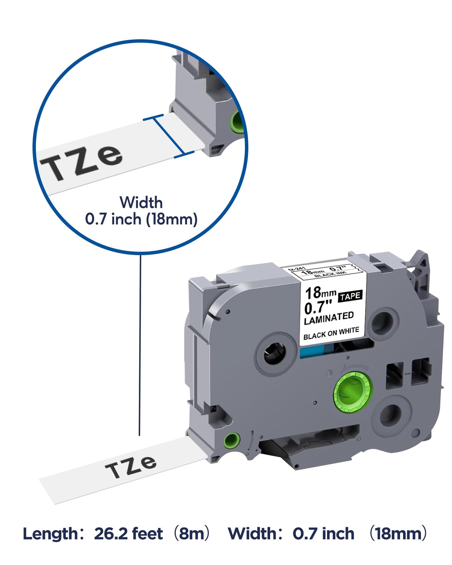 TZe-241 Label Maker Tape 18mm 0.7 Laminated White Replacement for Brother P-Touch Label Maker Refills TZe241 Black on White 3/4 Inch TZe Tz Tape Work with Brother PT-D400 PTD410 PTD600, 4-Pack