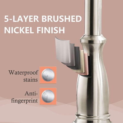 APPASO 3 Hole Kitchen Faucet with Pull Down Sprayer, Kitchen Faucets with Soap Dispenser, 3 Pieces Kitchen Sink Faucet with Separate Handle, Matte Black Kitchen Faucet 3 Hole, 218MB