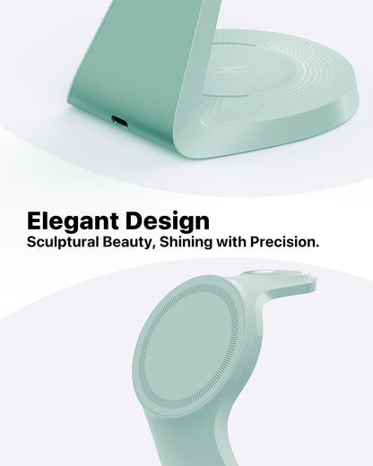 3 in 1 Charging Station for Apple Devices,Mag-Safe Charger Stand Fast Charging,Wireless Charger for iPhone 16/15/14/13/12 Series,& AirPods,& iWatch(USB-C Charger Included)