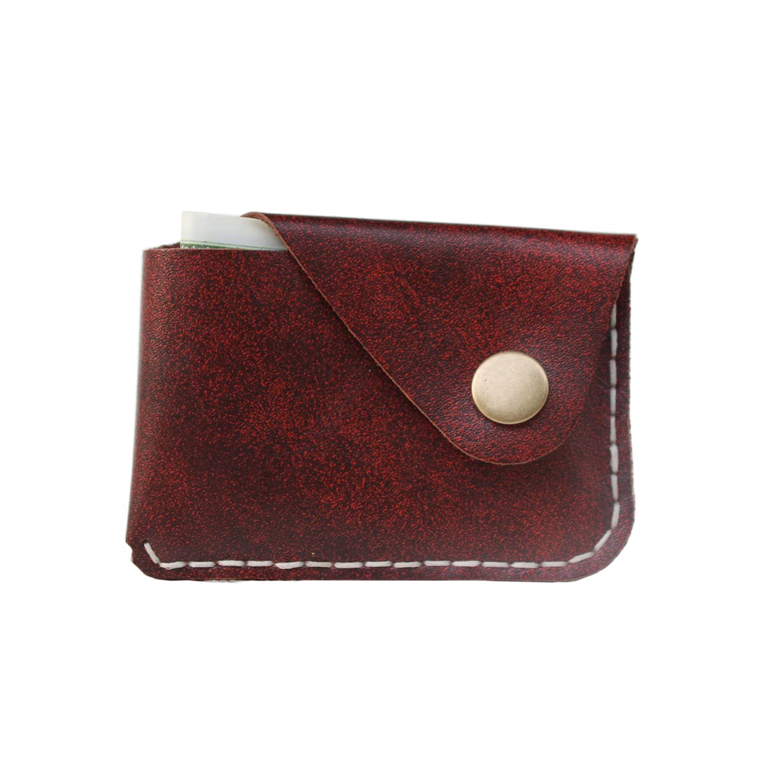 YAN TA HANDMADE Leather Card Case Wallet with Money Clip Minimalist Simple Thin and Large Capacity Front Pocket Card Holder (maroon)