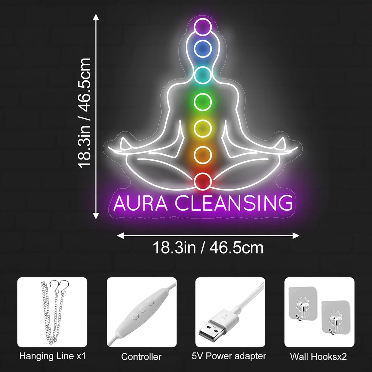 Aura Cleansing Neon Sign, Aura Clean Led Sign, Isha Yoga Neon Light, Meditation Led Light, Vipassana Wall Art, Mindfulness Home Wall, Pilates Studio Art Yoga Lover Gift, Psychic Chakras Healing Exercise