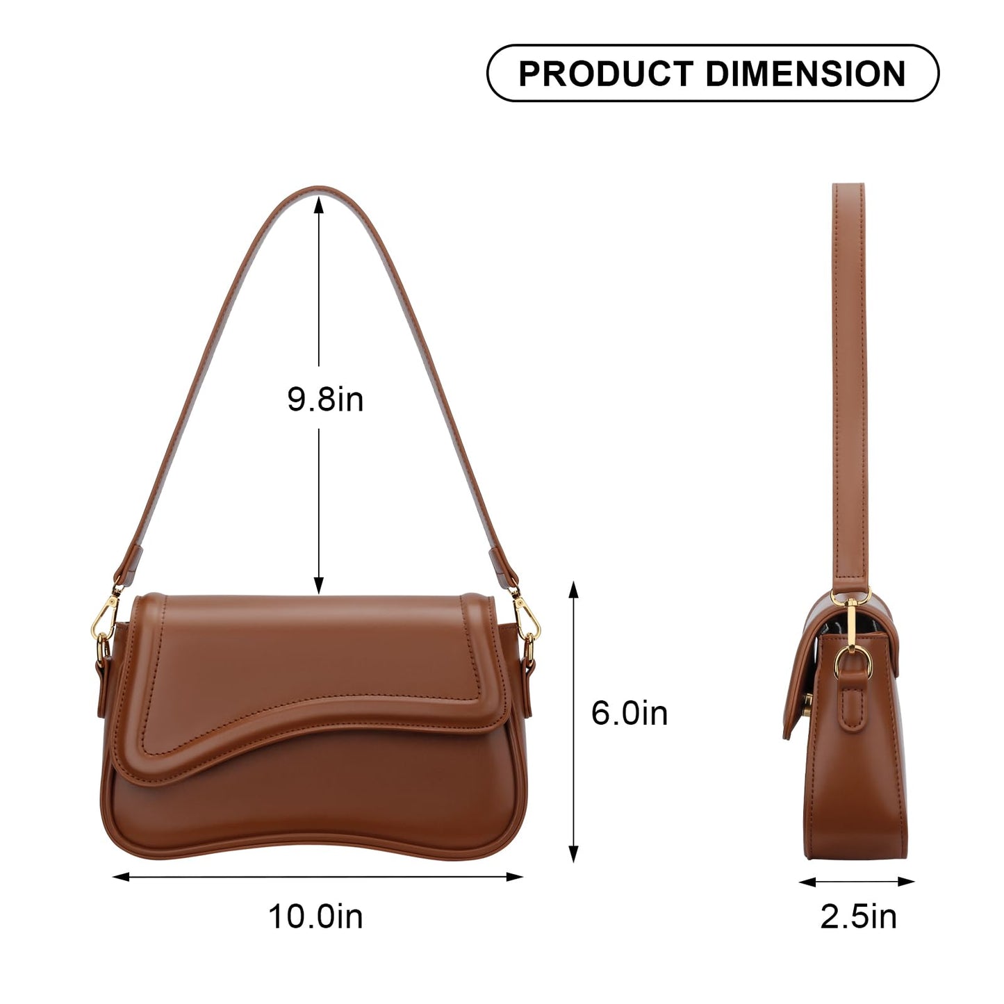 KKXIU Shoulder Bag for Women Small Clutch Purses Cute Hobo Handbag Trendy Underarm Bag-Dark Brown