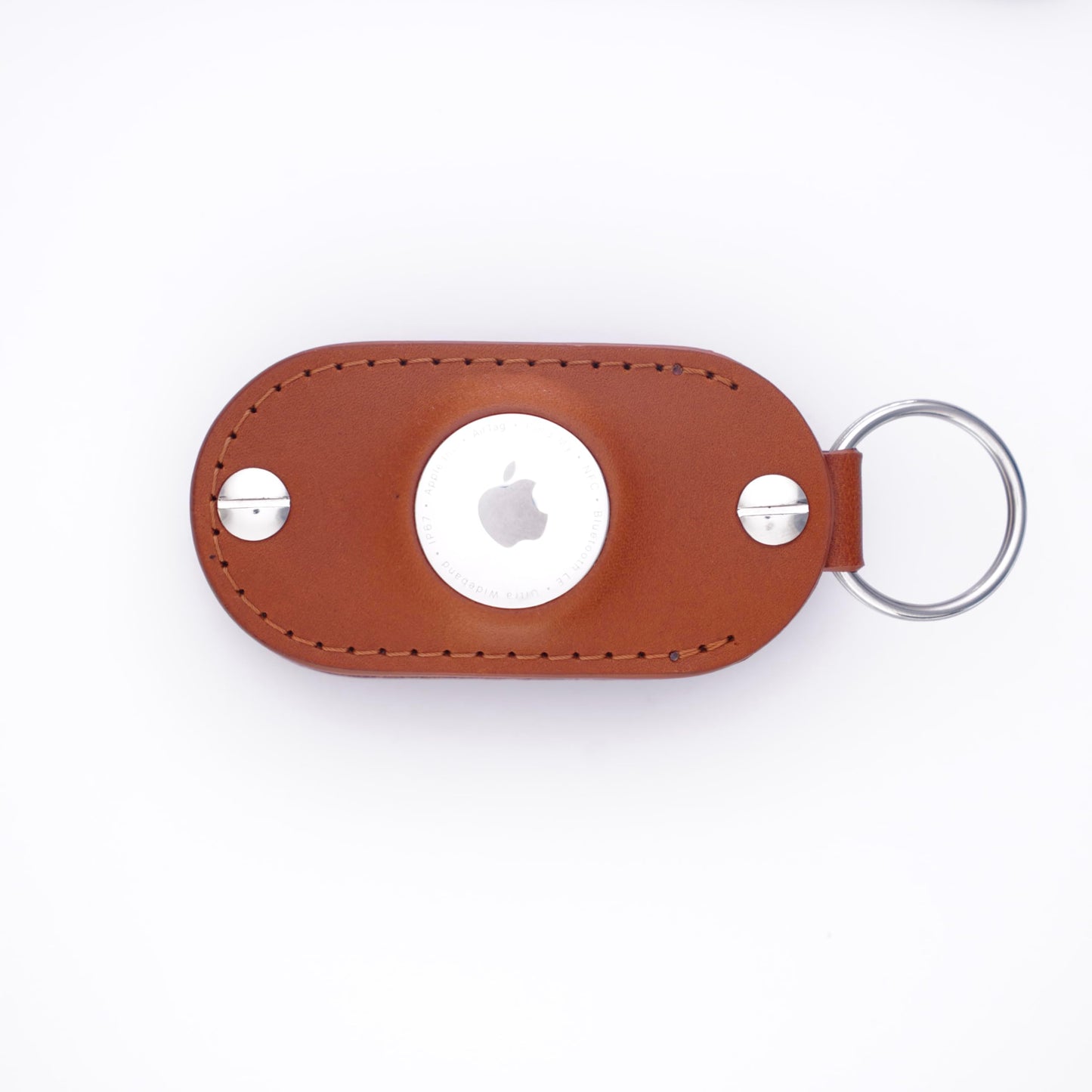 Leather Key Organizer Compatible with Apple AirTag | Handmade Full Grain Leather Keychain Compatible With Tracking Device (Honey)