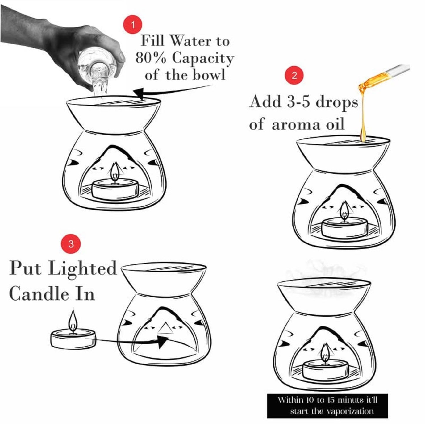 Pure Source India Ceramic Essential Oil Burner Wax Melt Burners |Aromatherapy| Ceramic Oil Diffuser| Candle Tealight Holder (Set of 1) Home Bedroom Decor Christmas Housewarming Gift, Orange