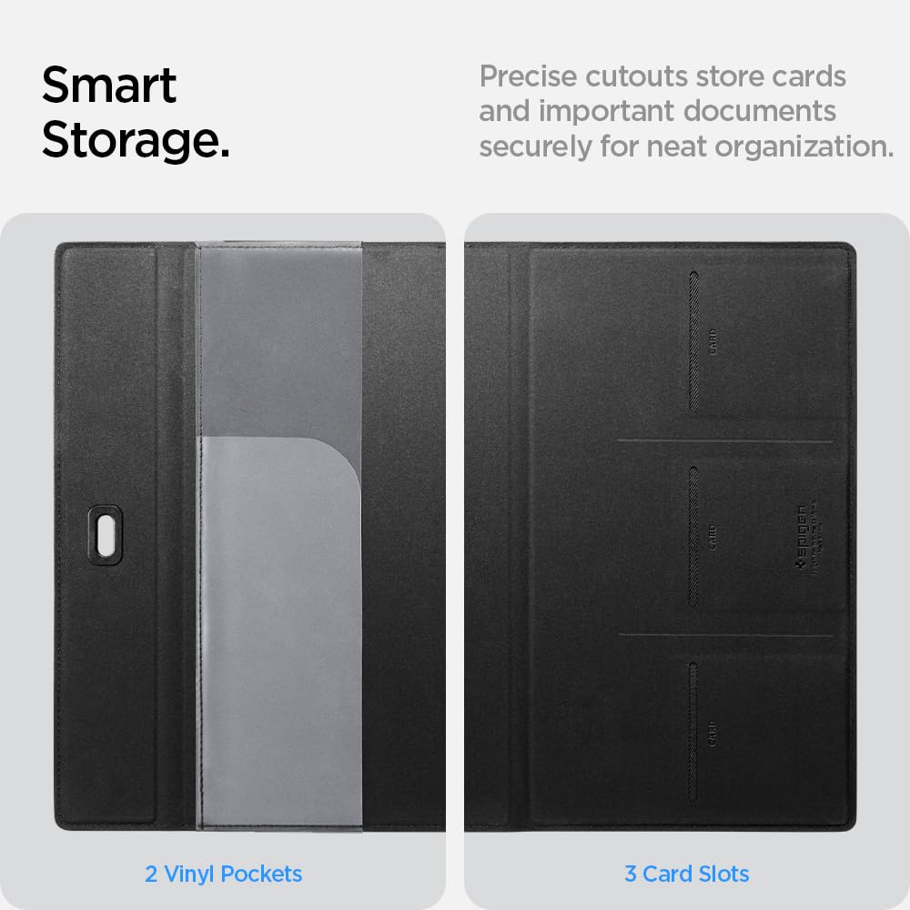 Spigen Hyper-Slim Car Registration and Insurance Card Holder for All Cars [Tesla Model Y Juniper (2025/26) & 3/Y/S/X/Cybertruck] Store Card Keys, ID License Holder, Essential Documents - Black