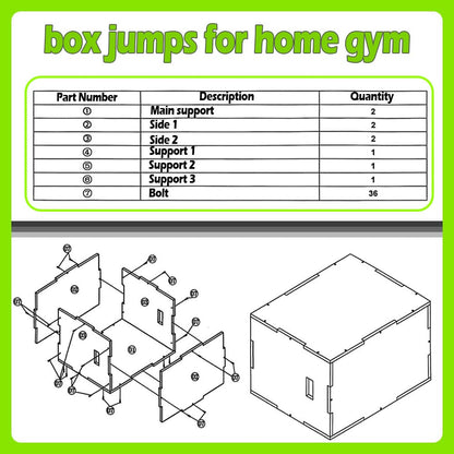 3 in 1 Non-Slip Wooden Plyometric Jump Box Adjustable Box Jumps for Home Gym Step-Ups Training