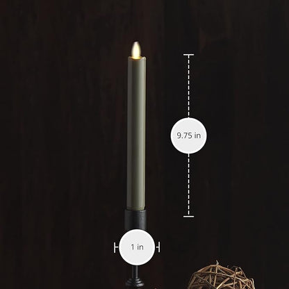 Luminara - Flameless Battery Operated Taper Candle - Stone Grey - Pack of 1-1x9.5 - LED Flickering Flame - Realistic Safe for Home Kids and Pets