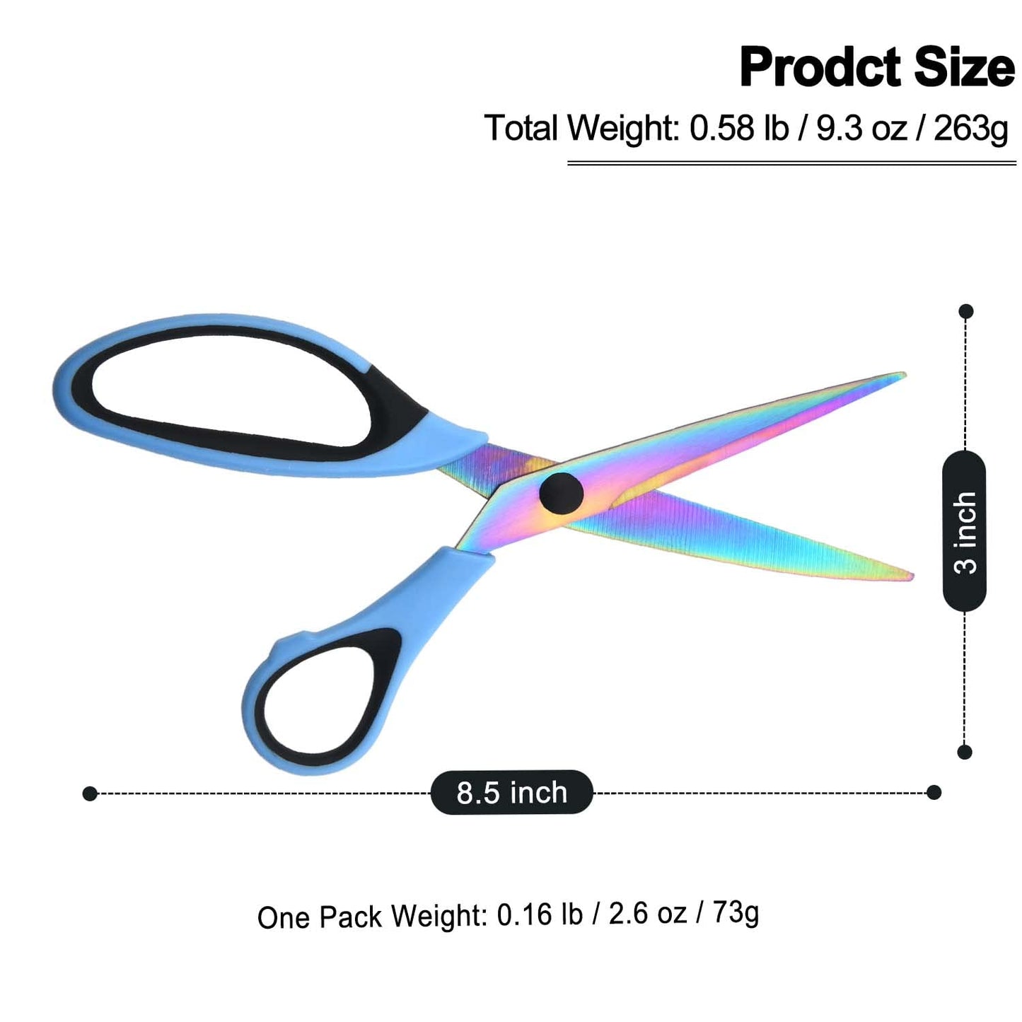 8.5" All-Purpose Scissors, 3-Pack Bulk Ultra Sharp Blade Shears, Comfort-Grip Sturdy Scissors for School, Office, Home, Sewing, Fabric, Craft Supplies, Right/Left Handed