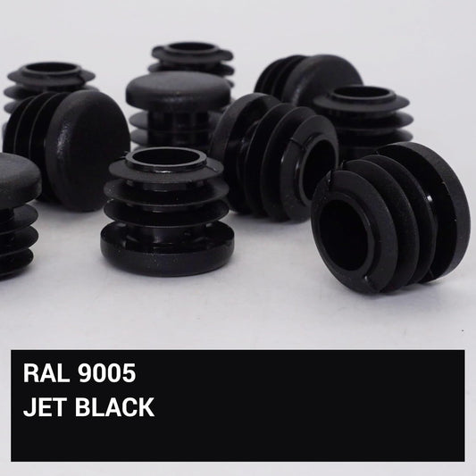 (Pack of 10) Round Tube Inserts 7/8" (22 mm), Fence Post Plugs, Black Plastic Tube End Caps, Pipe Plugs, Jet Black RAL 9005