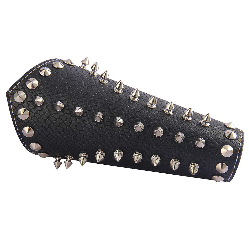 GelConnie Leather Bracers Gothic Spike Gauntlets Wristband Medieval Knight Armor Leather Wrist Guard Arm Cuffs Black Arm Guards Armband Halloween Cosplay Costume