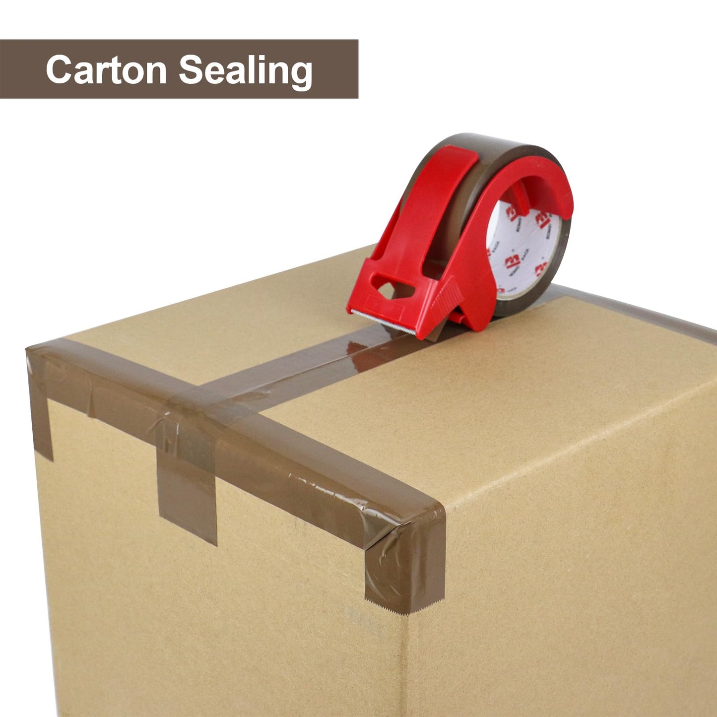 BOMEI PACK Brown Packing Tape with Dispenser, 2.6 mil 1.88 inch x 55 Yards 3 Pack Total 165 Yards, Heavy Duty Brown Tape Package Refills for Shipping, Mailing, Moving & Storage